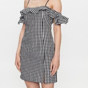 Benetton Dress Black White Gingham size xs